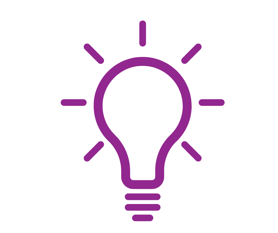 a purple light bulb icon